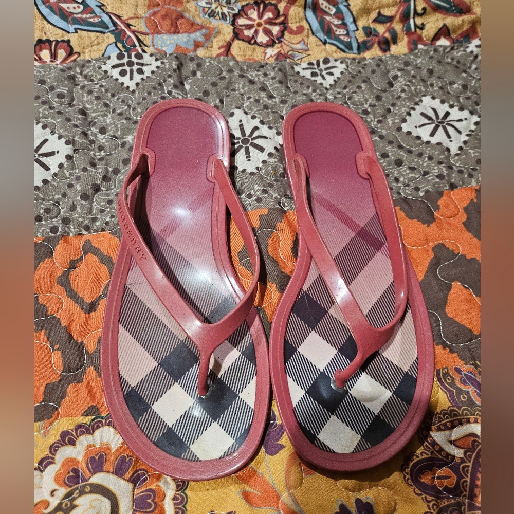 Burberry Jelly Flip Flops Pink Check Size 38